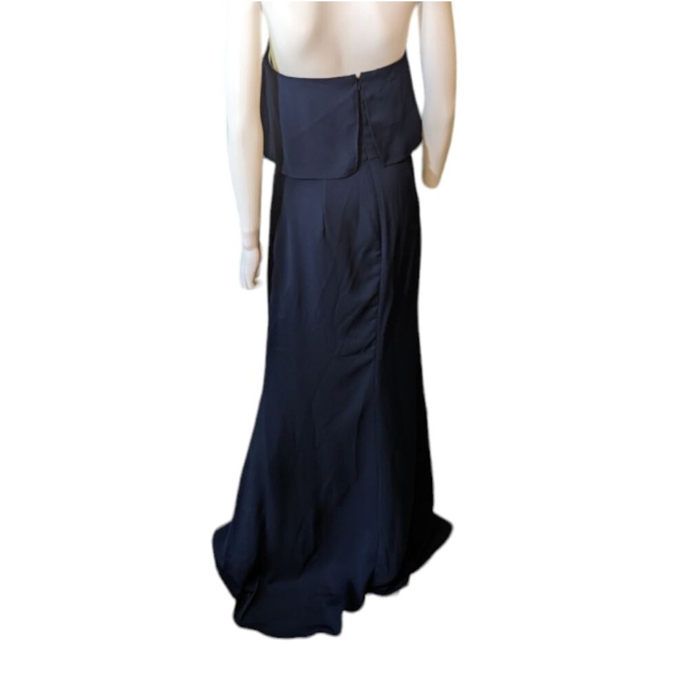 NWT Hayley Paige Occasions strapless gown flutter sheath dress navy blue 5860 10 - Picture 5 of 12